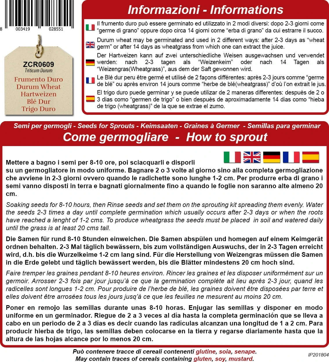 Bio Keimsprossen "Hartweizen", 80 G 3 Bio Keimsprossen "Hartweizen", 80 G