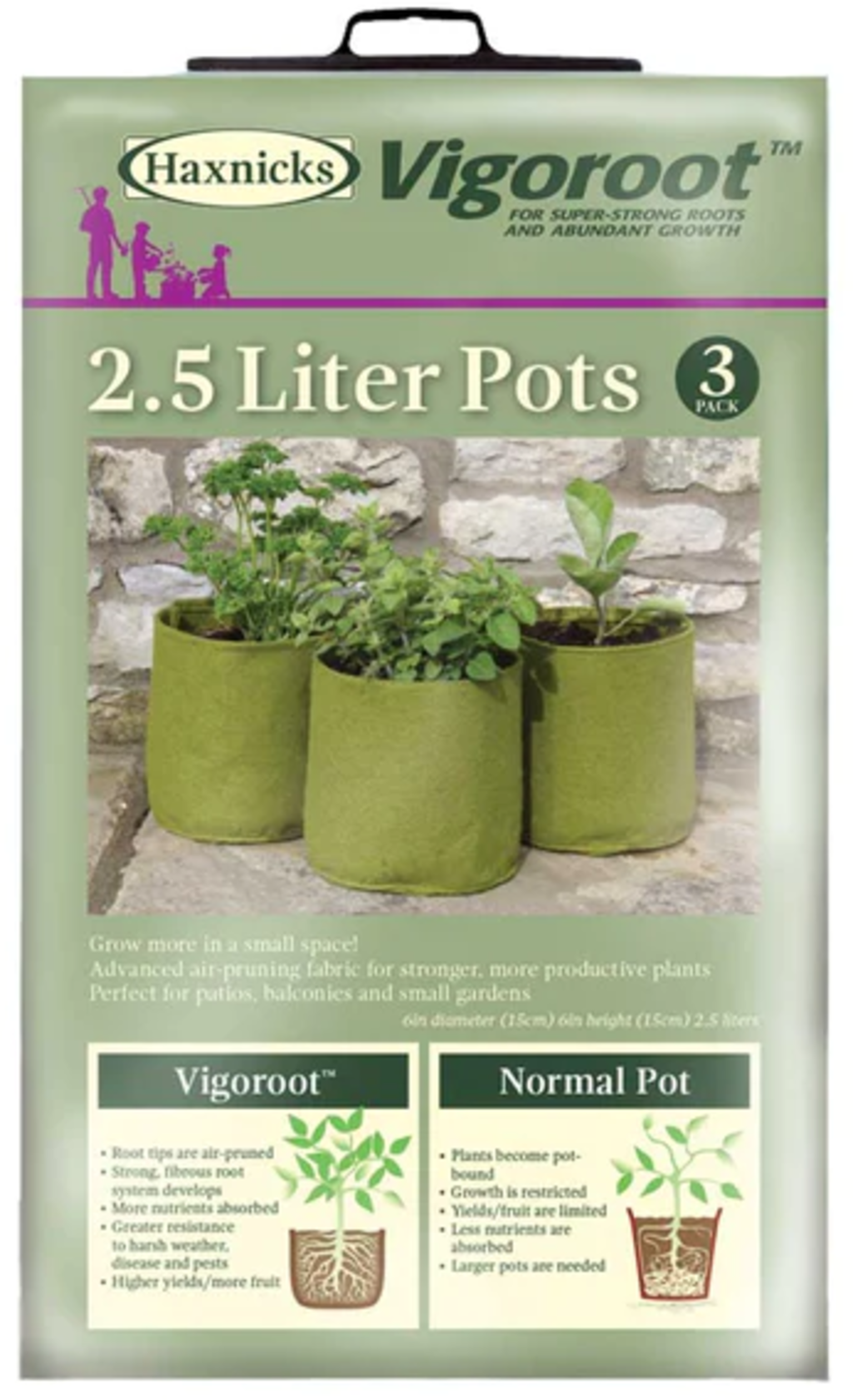 Pflanztaschen 3erPack, 2,5 Liter (3 Stück) 3 Pflanztaschen 3erPack, 2,5 Liter (3 Stück)