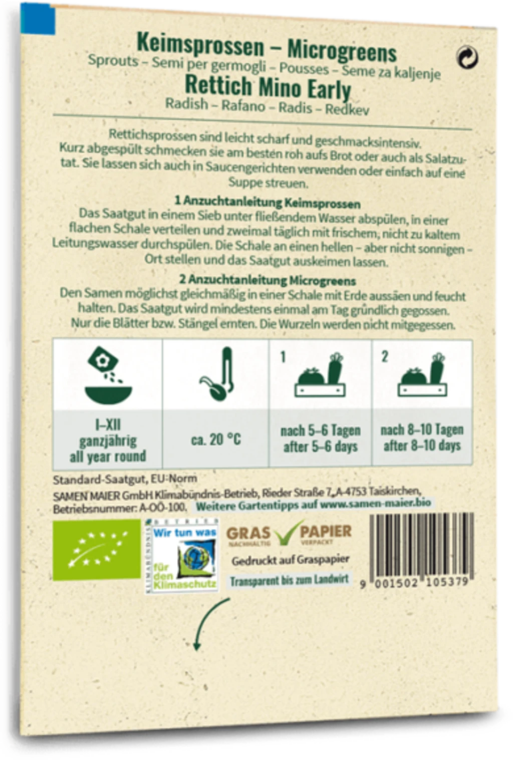 Bio Keimsprossen/Microgreens - Rettich "Mino Early" 4 Bio Keimsprossen/Microgreens - Rettich "Mino Early" – Bild 2