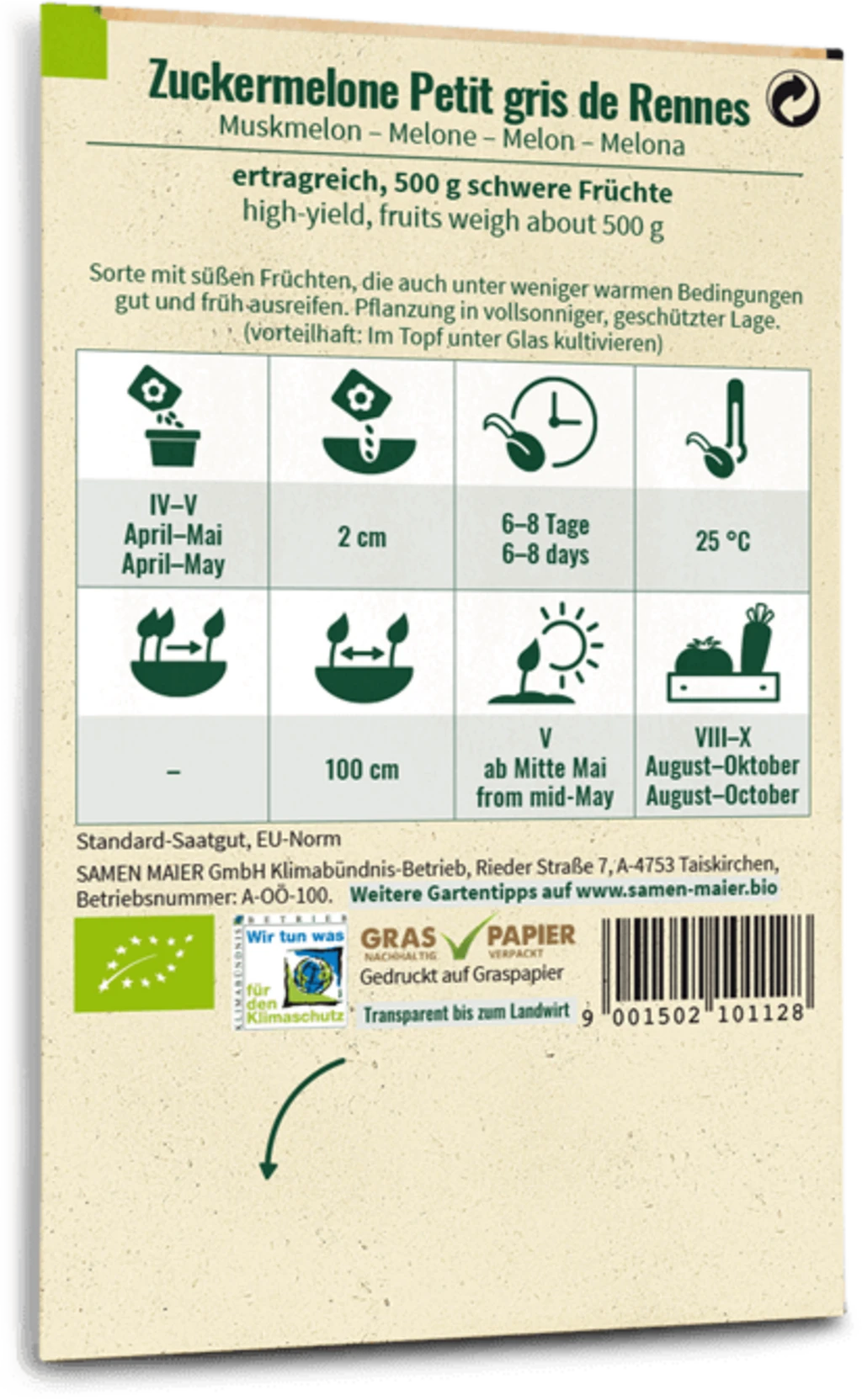 Bio Zuckermelone "Petit Gris De Rennes" 3 Bio Zuckermelone "Petit Gris De Rennes"