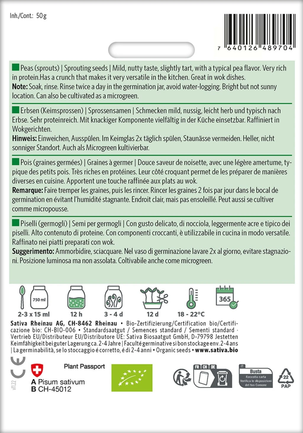 Bio Keimsprossen "Erbsen" 3 Bio Keimsprossen "Erbsen"