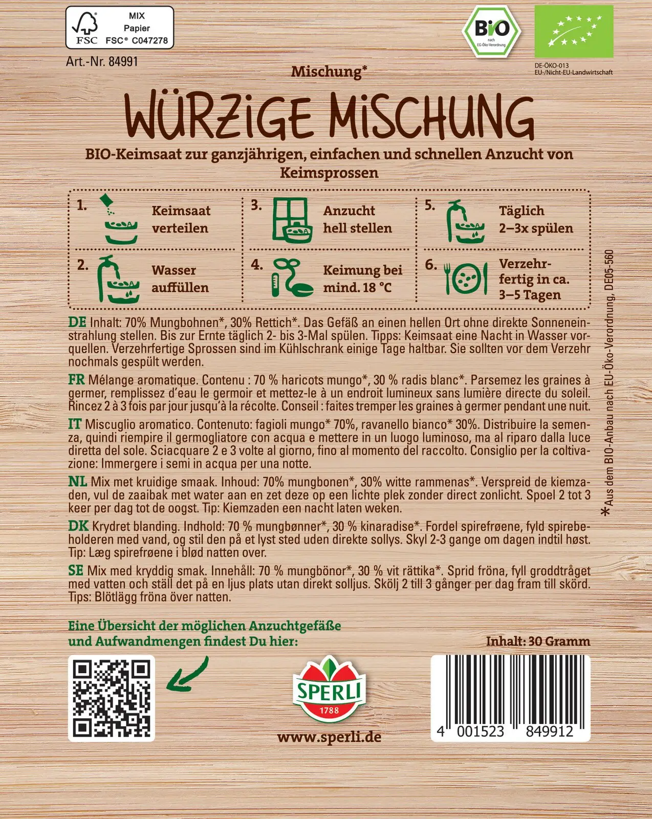 Bio Keimsprossen-Saat "Würzige Mischung" 3 Bio Keimsprossen-Saat "Würzige Mischung"
