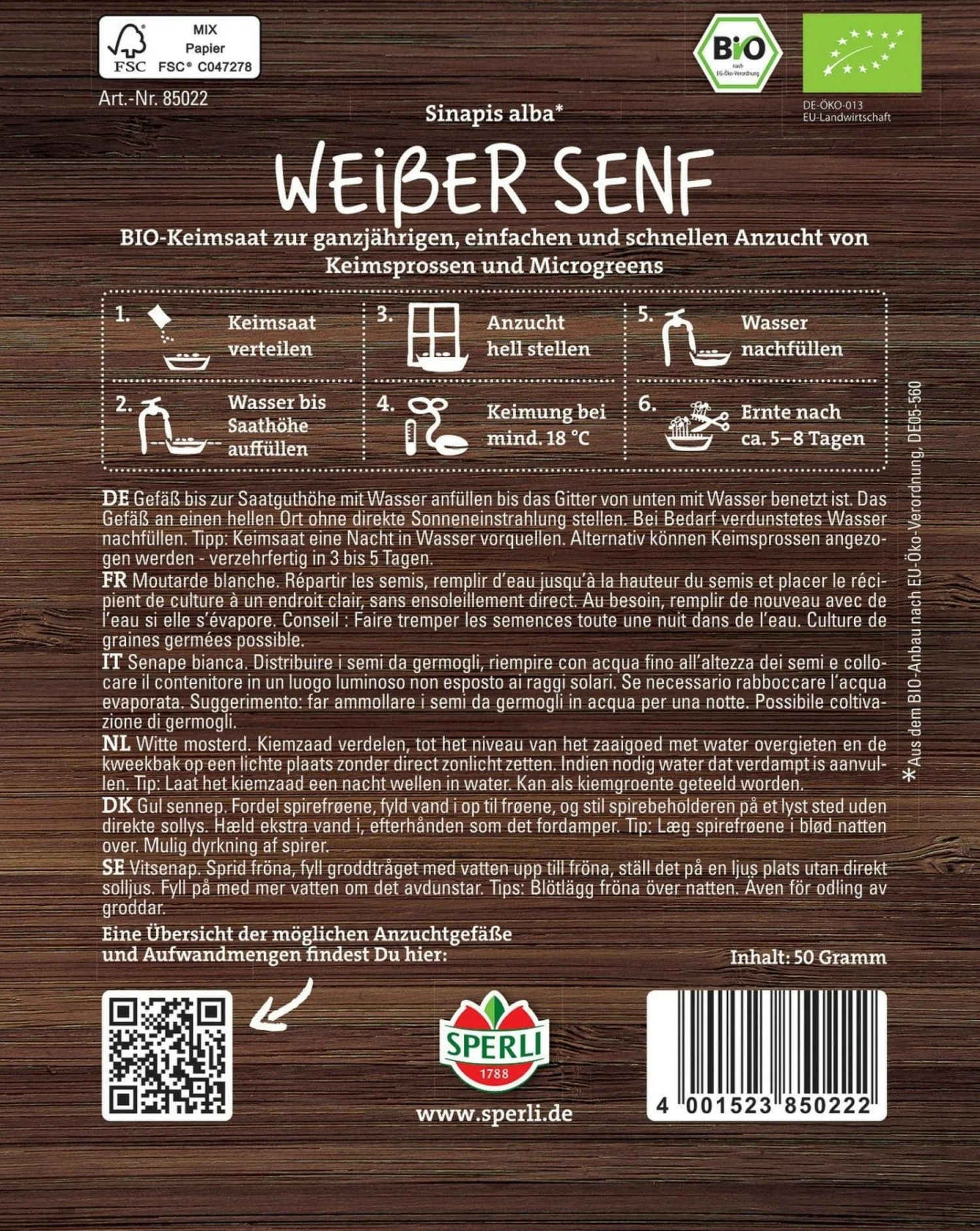 Bio Microgreen-Saat "Weißer Senf" 3 Bio Microgreen-Saat "Weißer Senf"
